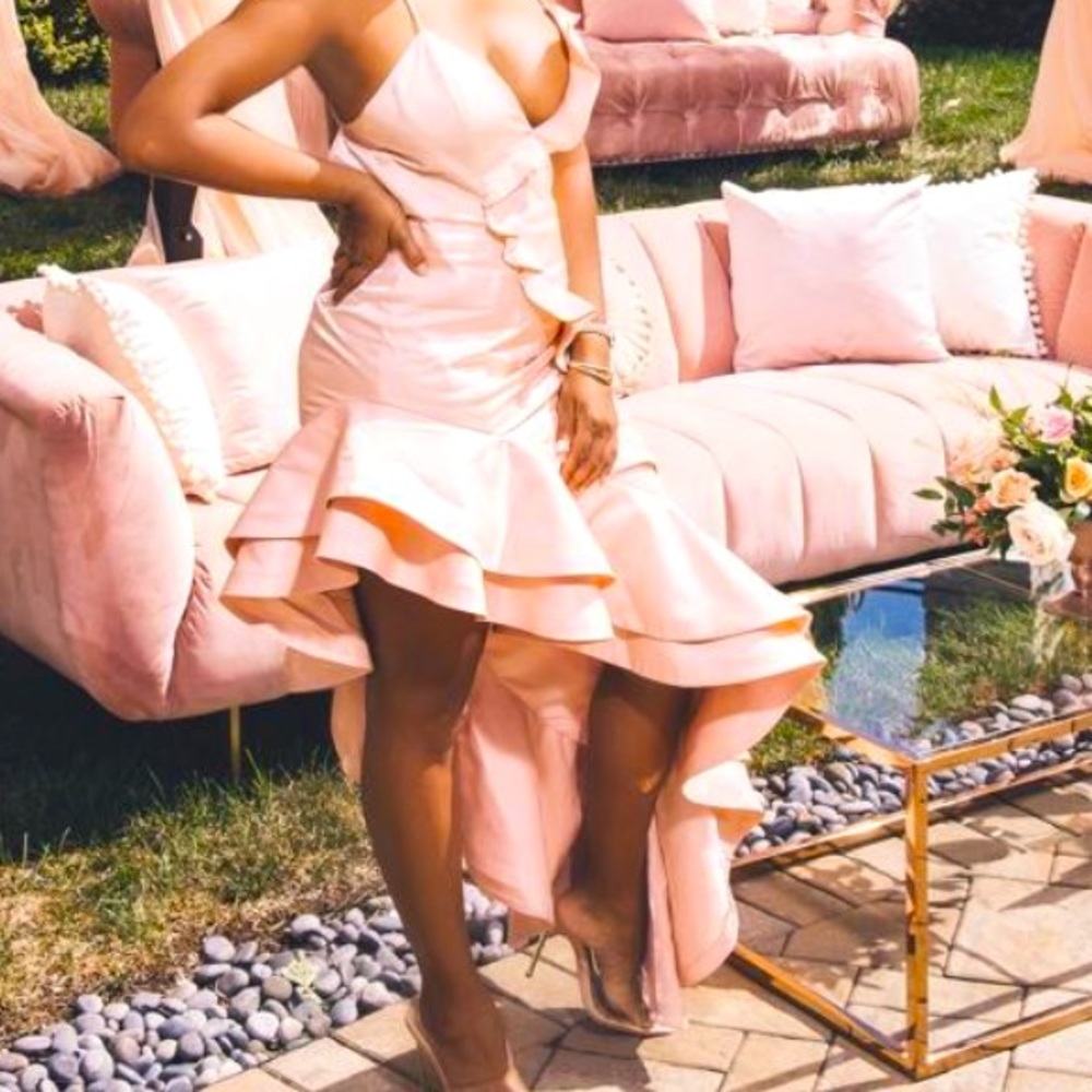 Blush color, gown material